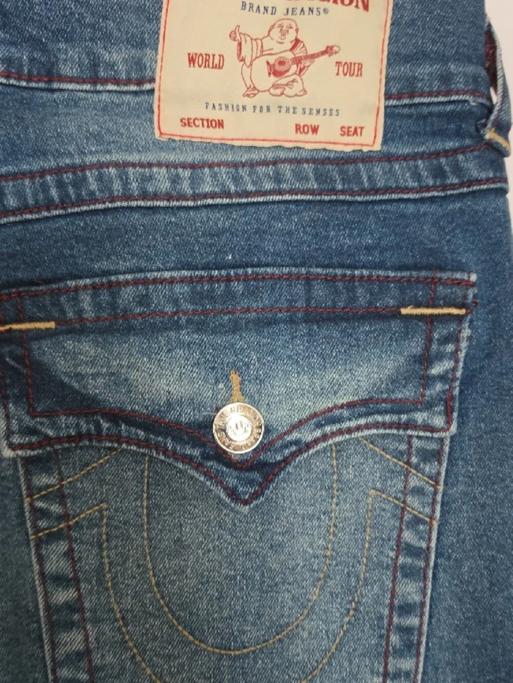 True Religion Medium Dusty Wash Slim Geno SN Flap Slim Jeans - Nee